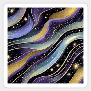 Geometric pattern of curved seamless stripes making a starry night with galaxy and stars Sticker